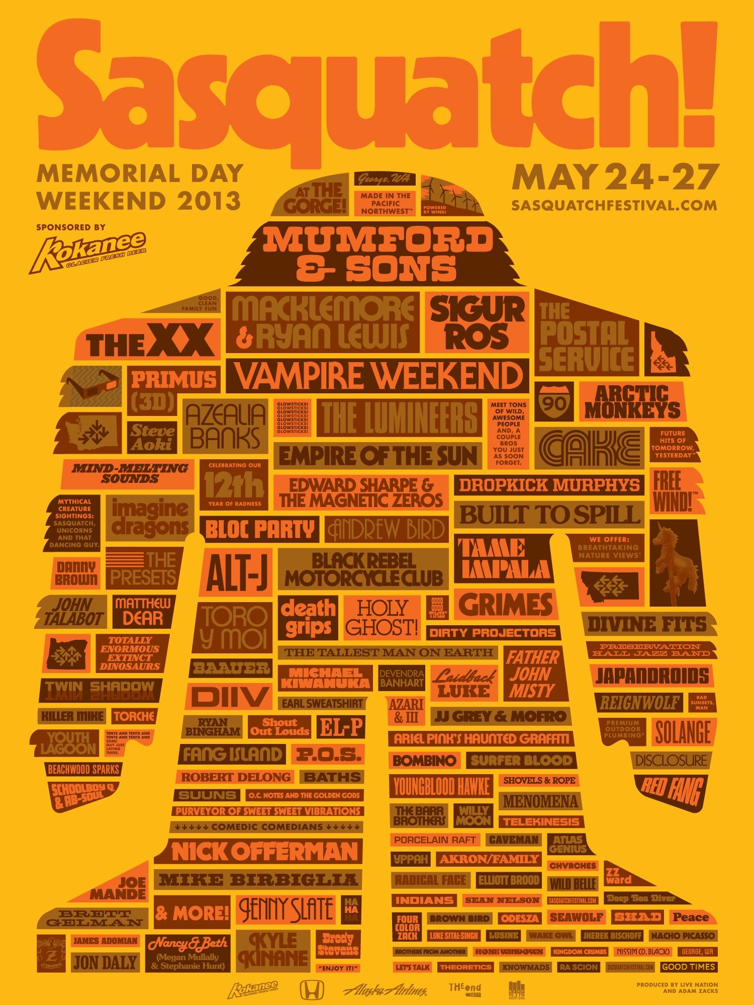 Sasquatch! Festival 2013 Lineup Announced Featuring Mumford & Sons, The