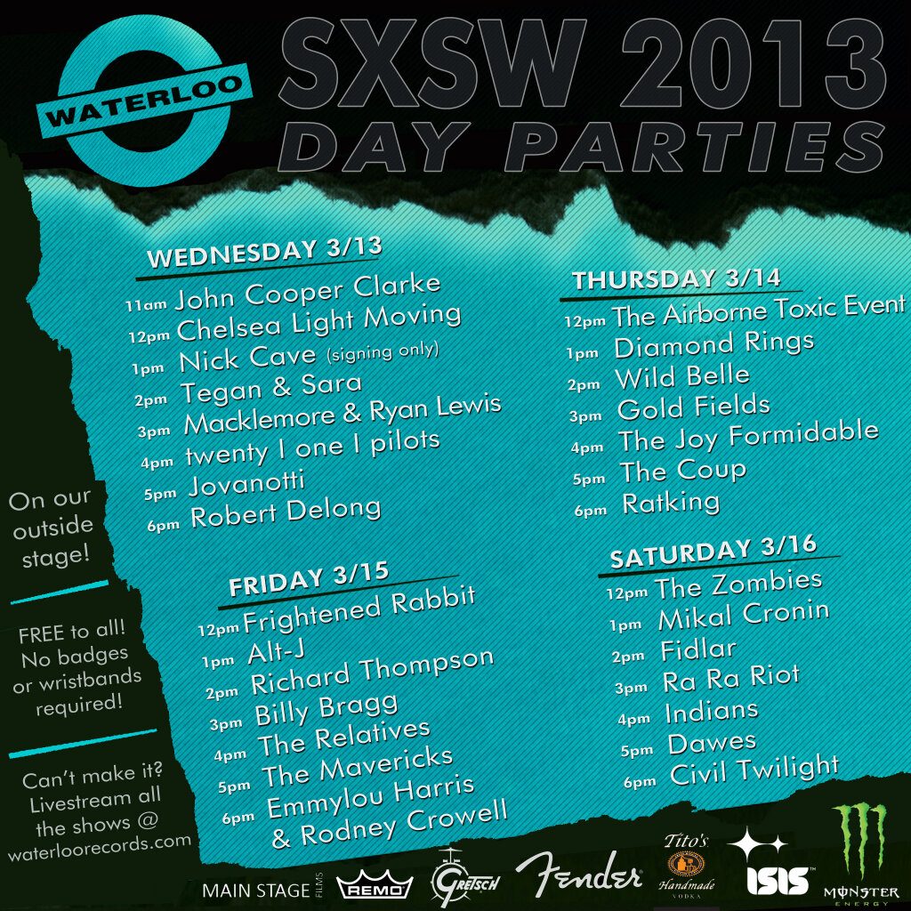 Waterloo Records SXSW 2013 Day Parties Announced mxdwn Music