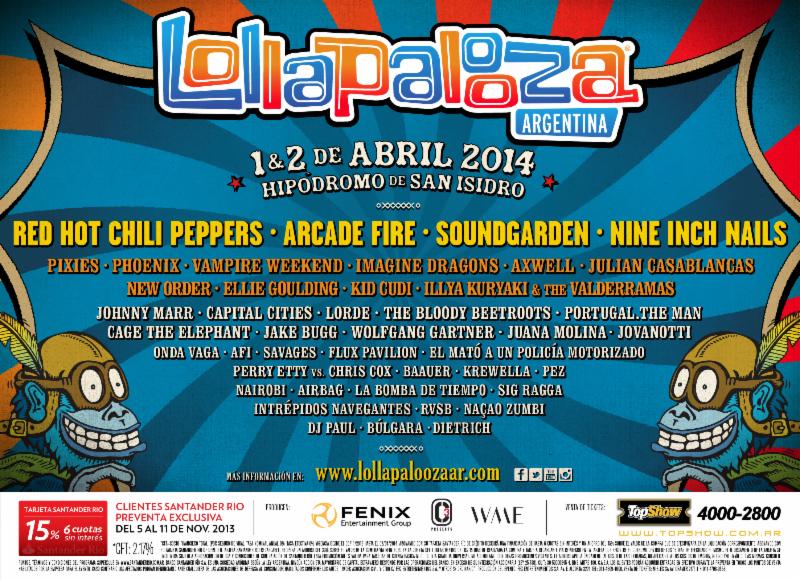 Lollapalooza Argentina Announces 2014 Lineup Featuring Arcade Fire ...