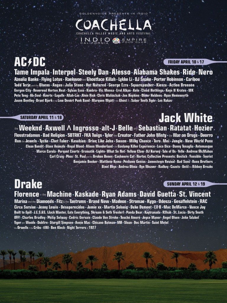 Coachella 2015 Lineup Announced Featuring AC/DC, Jack White And St. Vincent