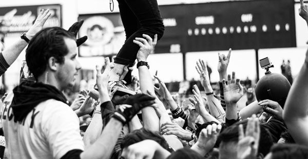 Crowd surfing during Beartooth