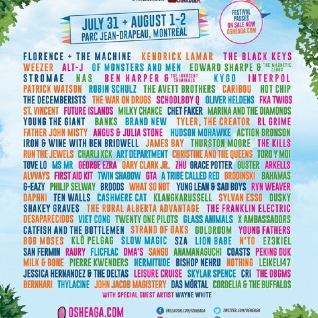 Osheaga 2015 Lineup Announced Featuring St. Vincent, Kendrick Lamar and ...