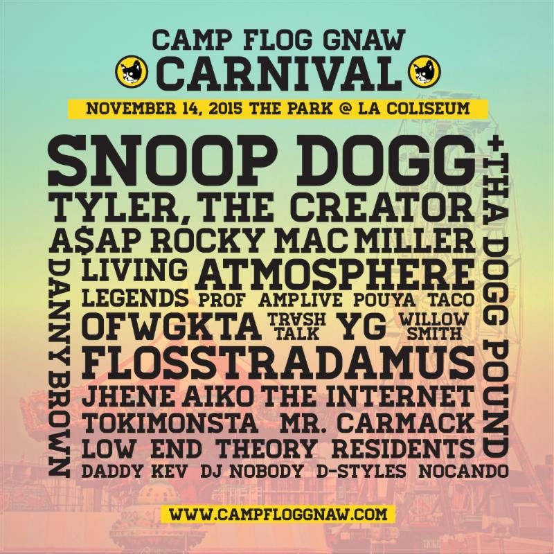 Camp Flog Gnaw Carnival 2015 Lineup Announced Featuring Snoop Dogg, Odd