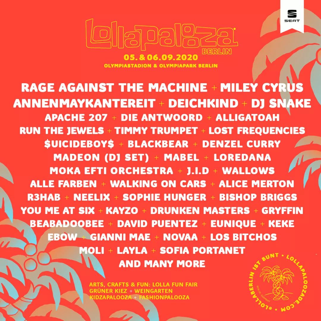 Lollapalooza Berlin Announces Lineup Featuring Rage Against The Machine Run The Jewels And Die Antwoord Mxdwn Music