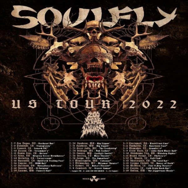 Soulfly Announce Spring 2022 U.S Tour Dates Featuring 200 Stab Wounds