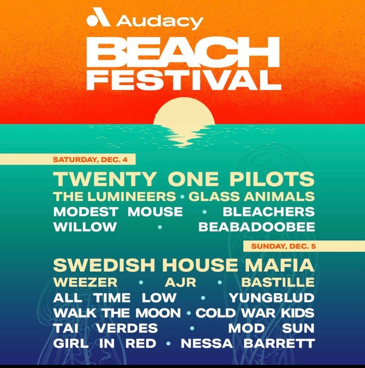 Audacy Beach Festival Announces 2021 Lineup Featuring Twenty One Pilots, Glass Animals And Weezer - mxdwn Music