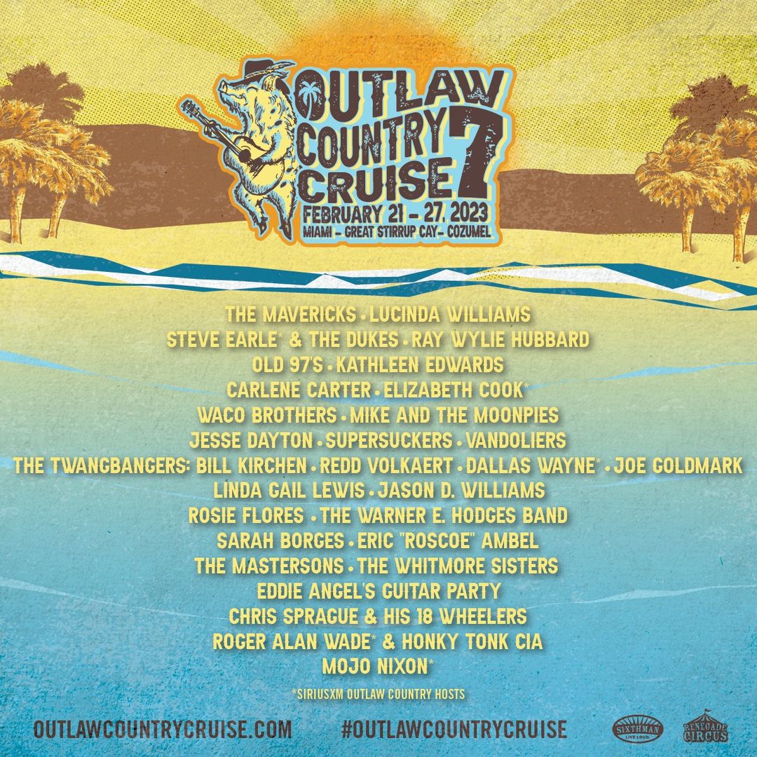 Outlaw Country Cruise 7 Initial Lineup 2023 Revealed Including Lucinda