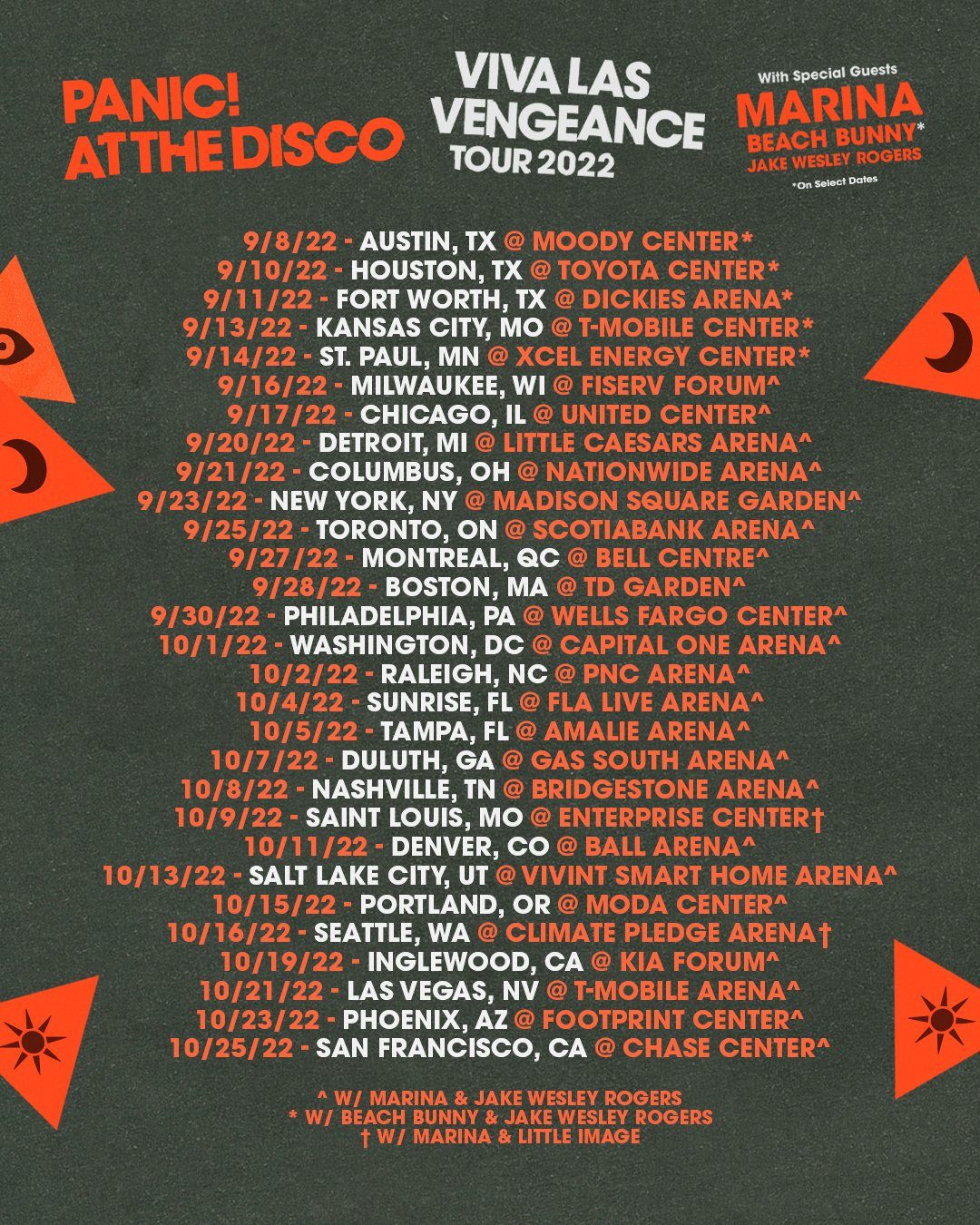 panic at the disco tour song list