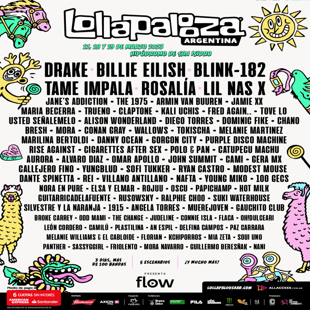 Lollapalooza Chile Announces 2023 Lineup Featuring Blink-182, Drake ...