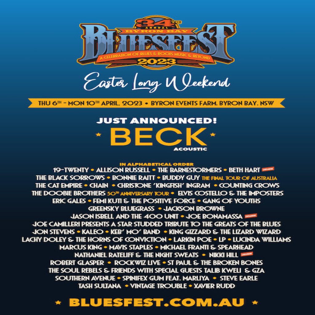 Bluesfest Australia Announces 2023 Lineup Featuring Beck, Jason Isbell