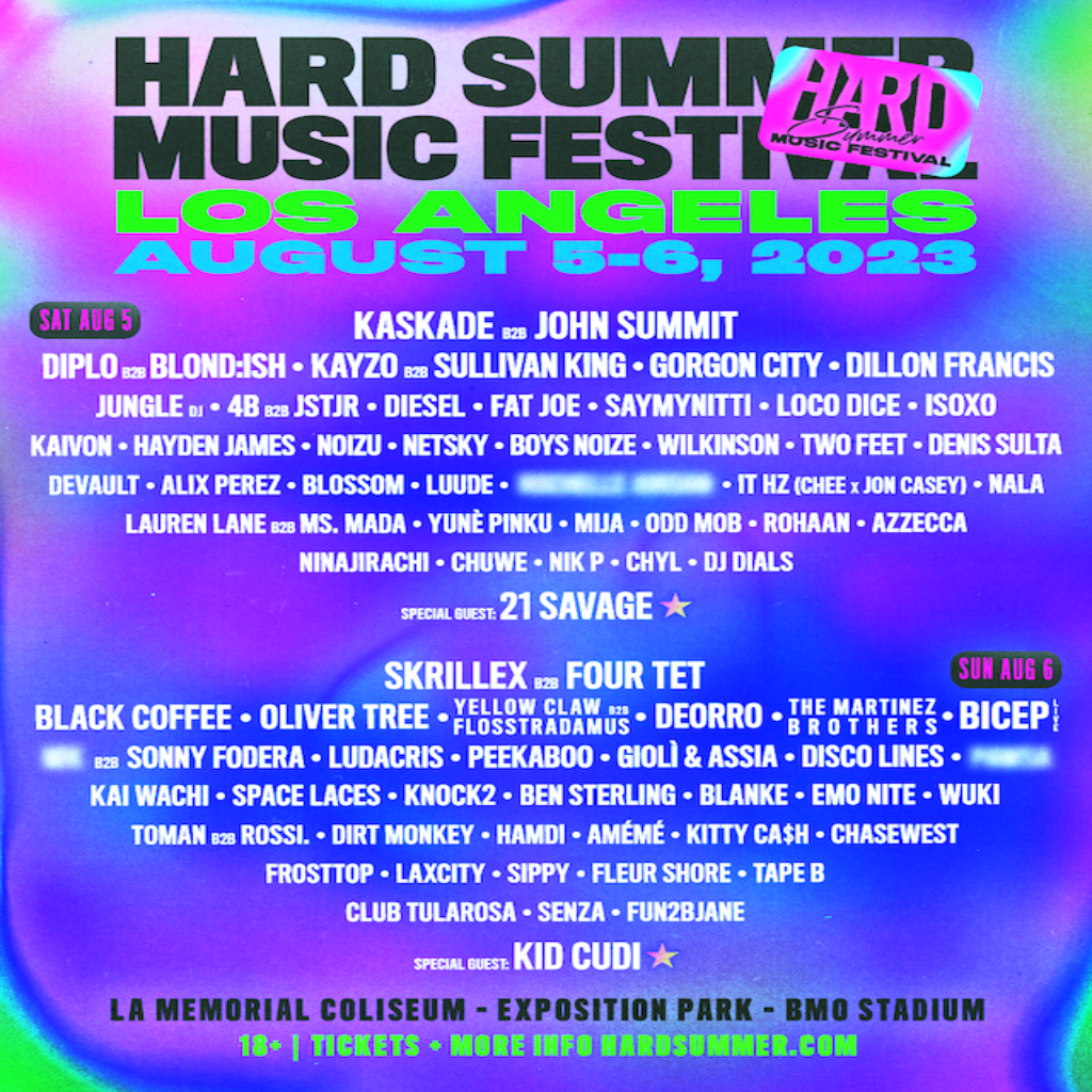 HARD Summer Announces 2023 Lineup Featuring Kid Cudi, Skrillex, Diplo