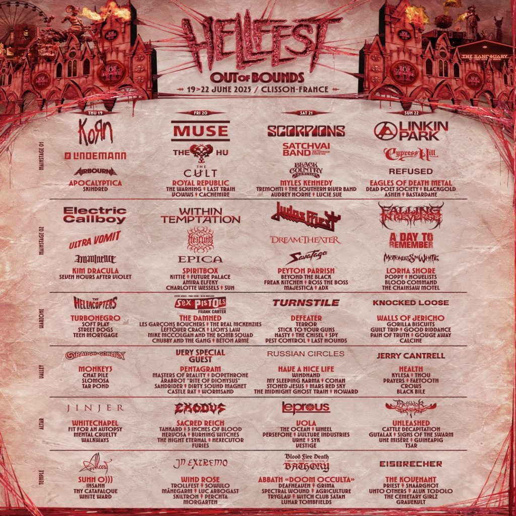 Hellfest Announce 2025 Lineup Featuring Korn, Linkin Park, HEALTH