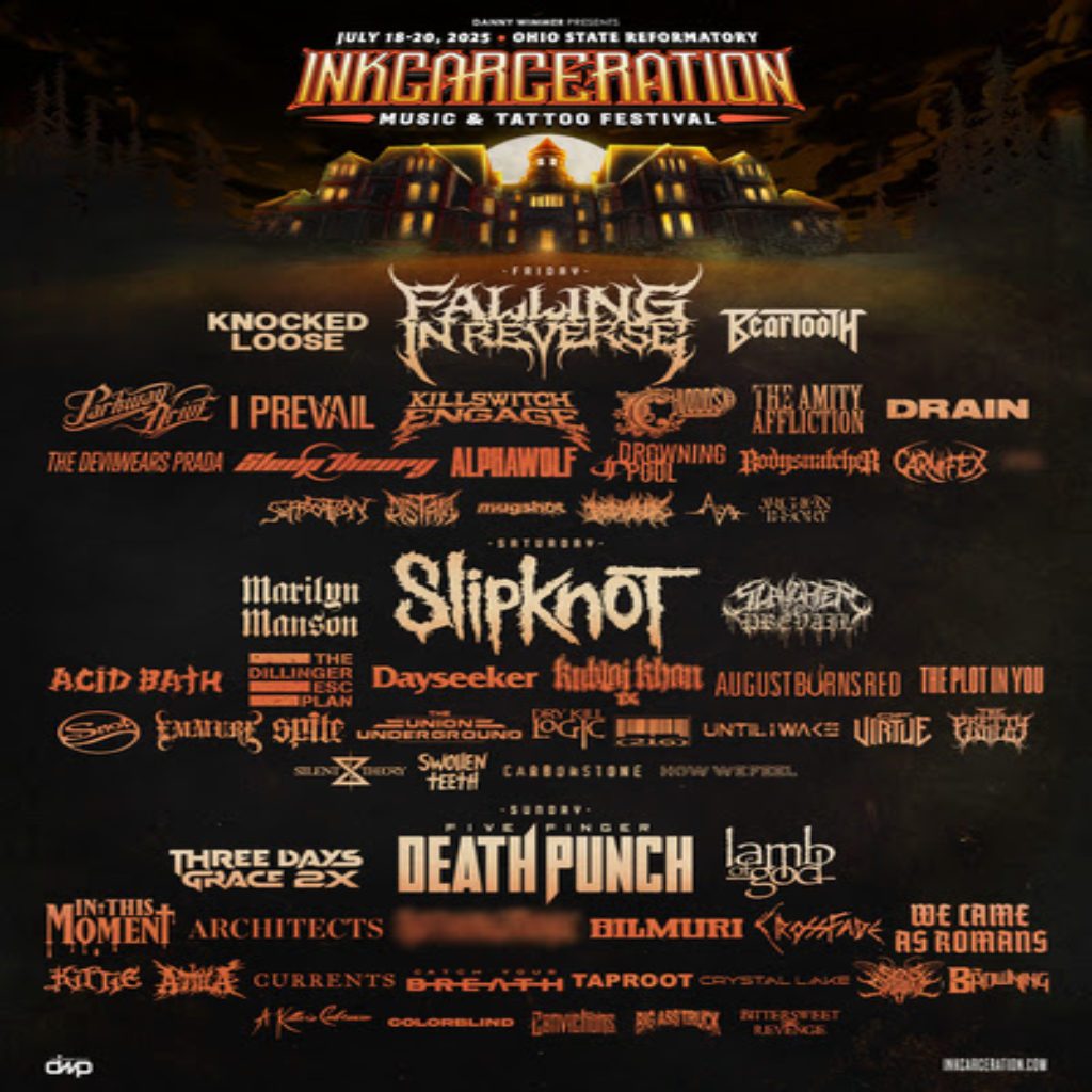 Inkcarceration Announces 2025 Lineup Featuring Lamb Of God, Slipknot