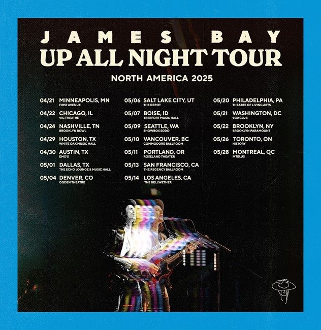 James Bay set to bring Up All Night Tour to Brooklyn Paramount on May 22