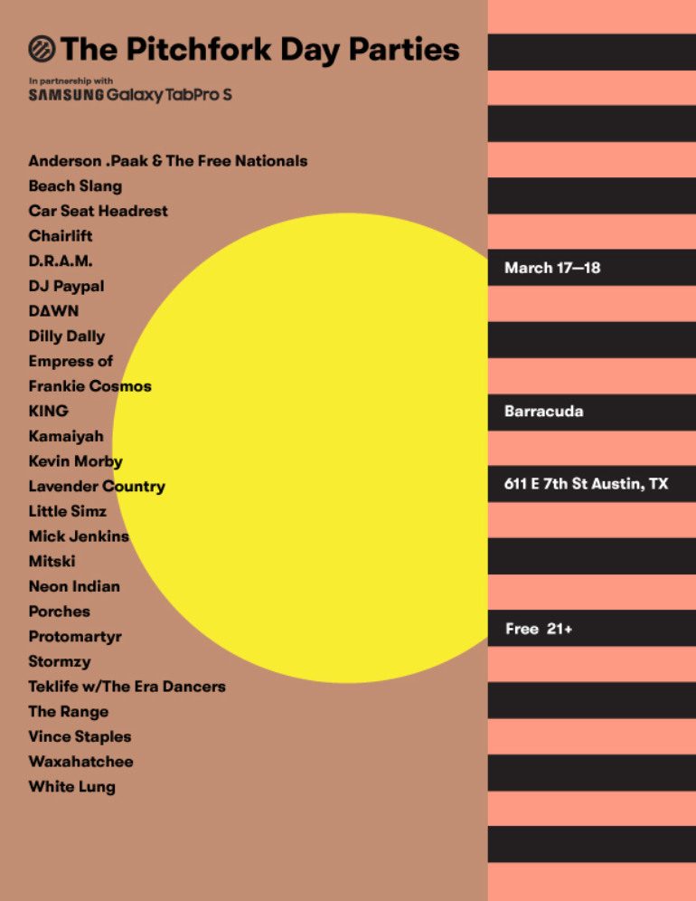 Pitchfork SXSW 2016 Day Parties Announced ft Neon Indian